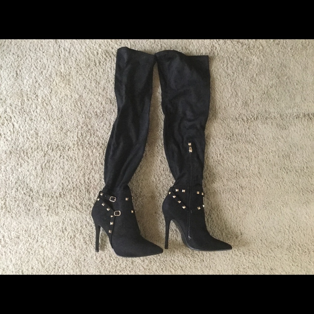 Black thigh high shoes